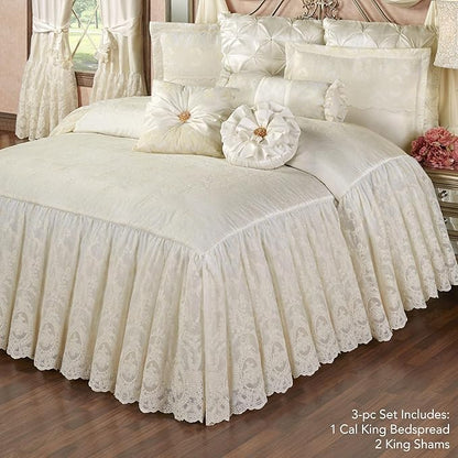 Cameo Lace Luxury Washable Polyester Bedding Set | Vintage Elegant | Pearl | - Image 2
