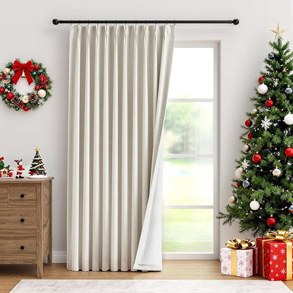 IVAPUPU Natural Pinch Pleated Ful Blackout Curtains Linen Blend Room Darkening by IVAPUPU