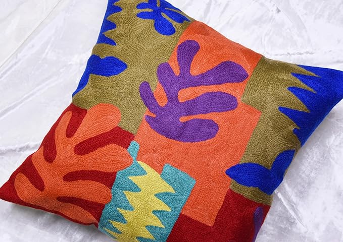 Matisse Decorative Pillow Cover Cutouts Hand Embroidered Abstract Toss Pillows - Image 5