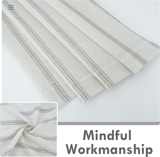DriftAway Farmhouse Vertical Striped Linen Blend Textured Light Filtering Semi - Image 4