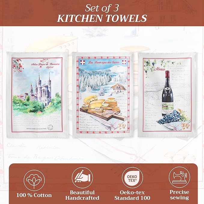 Maison d' Hermine Kitchen Towels Set of 3 100% Cotton 27.50" x 20" Reusable - Image 2