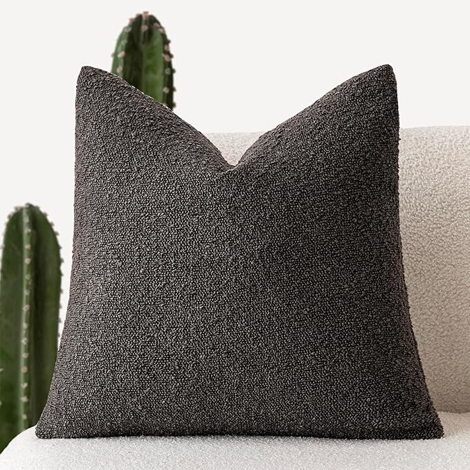 Foindtower Decorative Textured Boucle Throw Pillow Covers Accent Solid Pillow by Foindtower