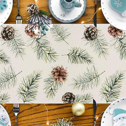Pine Cones Christmas Table Runner 13x72 Inch Winter Pinecone Branches Merry - Image 5