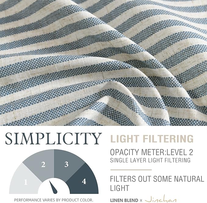 jinchan Tie Up Linen Textured Striped Bow Tie Curtain - Image 4