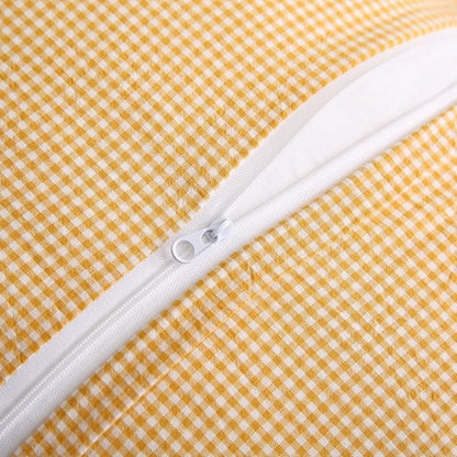 Vintage Yellow Plaid Ruffle Throw Pillow Covers 20x20 inches, Washed Cotton - Image 4