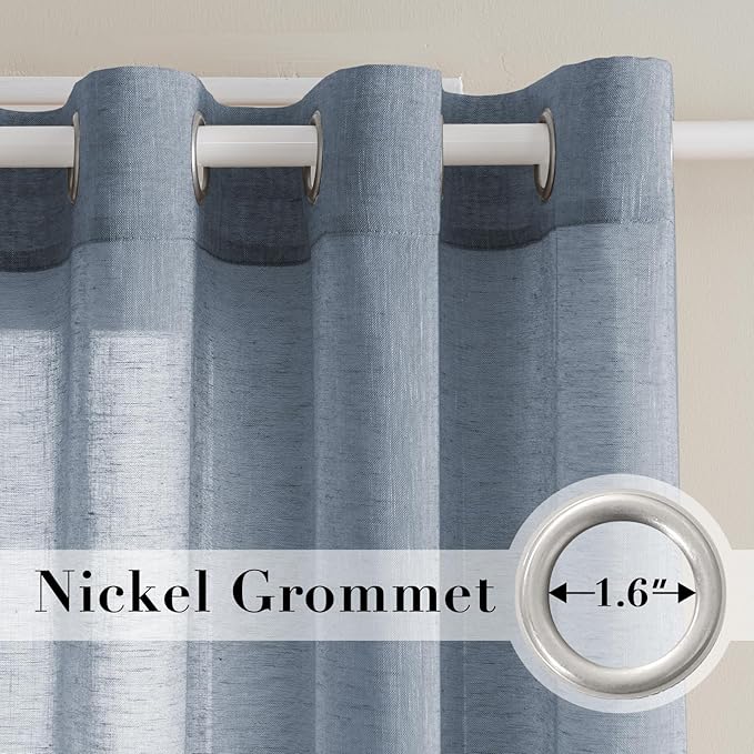 H.VERSAILTEX Semi-Sheer Linen Curtains 63 Inches Long Bedroom Window Treatments - Image 2