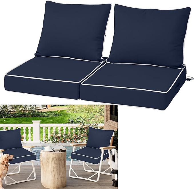 Waterproof Outdoor Chair Cushion Set of 2, Outdoor Cushions by Vulacko