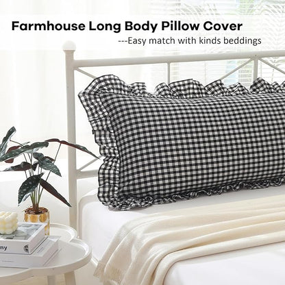 Black White Plaid Gingham Body Pillow Cover - Image 3
