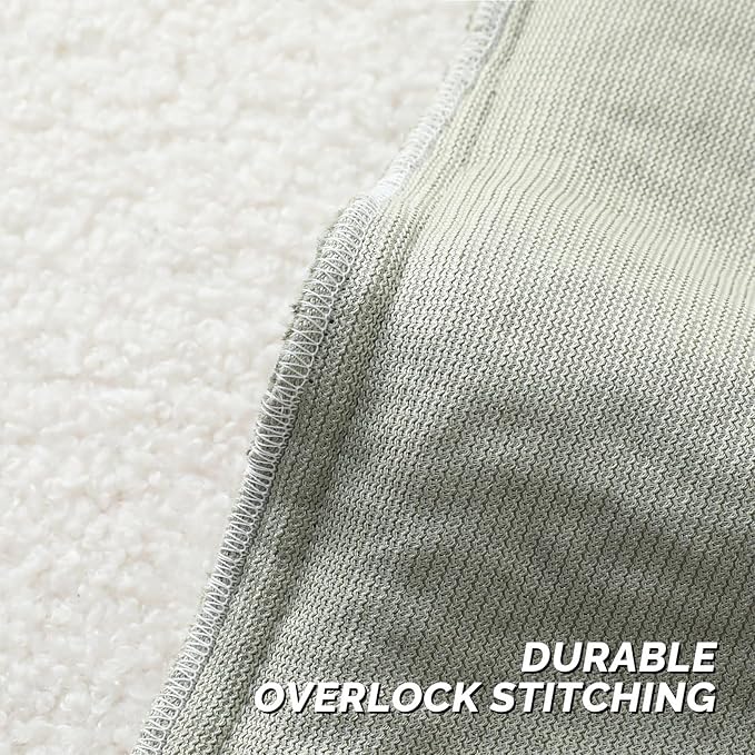 FUTEI Sage Green Throw Pillow Covers 26x26 Inch Set of 2, Furry Faux Fur Teddy - Image 4