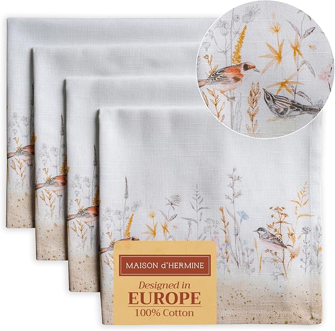 Maison d' Hermine Cloth Napkins Set of 4 100% Cotton Everyday Reusable Square by MaisondHermine