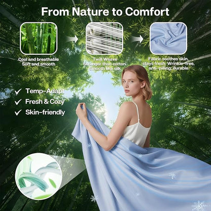 MR&HM Twin Fitted Sheet Only, Ultra-Soft Rayon Derived from Bamboo & Polyester - Image 2