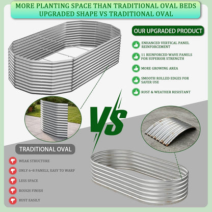 raised garden bed outdoor upgrade oval 2 pack, close-up detail
