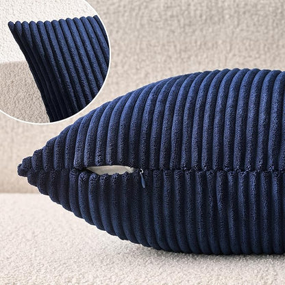 MIULEE Winter Pack of 2 Corduroy Soft Soild Decorative Square Throw Pillow - Image 5