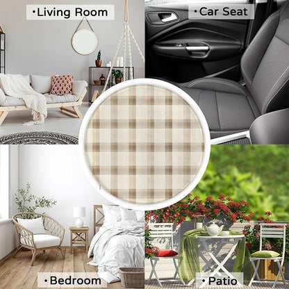 Gingham Check Foam Padded Seat Cushion - Image 7