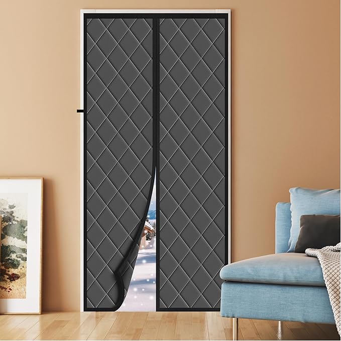 Magnetic Thermal Insulated Door Curtain, Fits Door Size 60" x 80", Durable by Welcometobuy