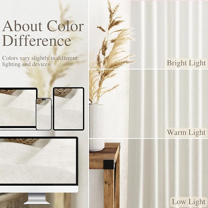 Nanspring Short Linen Kitchen Window Curtains 36 Inch Length, Over Sink Modern - Image 3