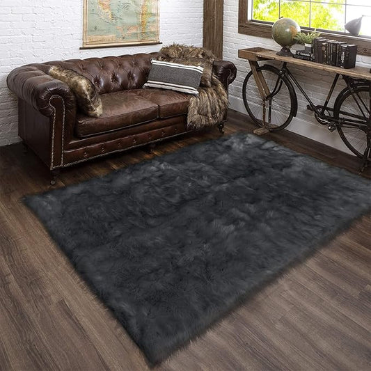 Latepis 5x8 Dark Grey Area Rug for Sofa Floor Bedroom Rugs Living Room Rugs by Latepis