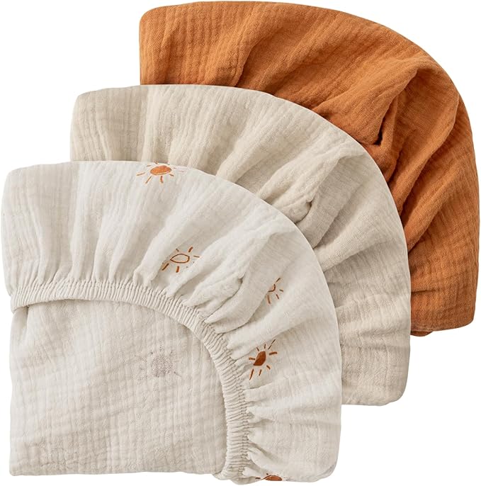 Gllquen Baby Muslin Bassinet Sheets 3 Pack, Breathable Elastic Cozy Fitted - Image 8