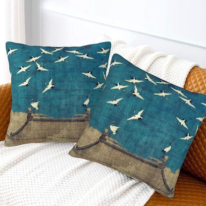Blue Vintage Chinoiserie Bird Throw Pillow Covers 18x18 Inch Set of 2 Farmhouse - Image 8