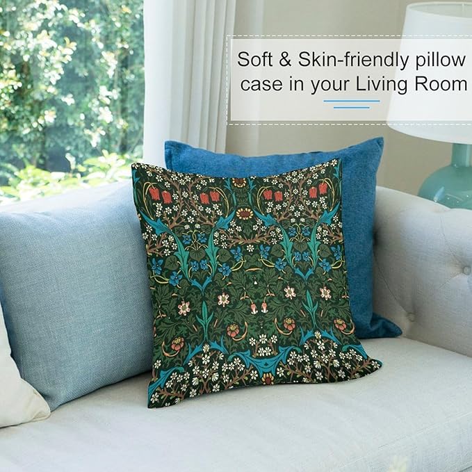 William Morris Floral Original Throw Pillow Covers Boho Chic Retro Floral Cozy - Image 6