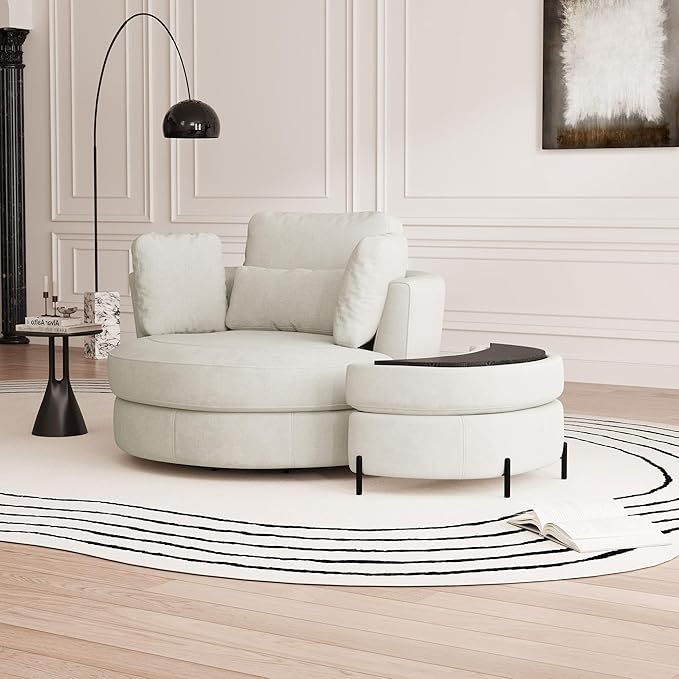 Aoiy & Wifon 50.2'' W Oversized Swivel Barrel Chair - Image 7