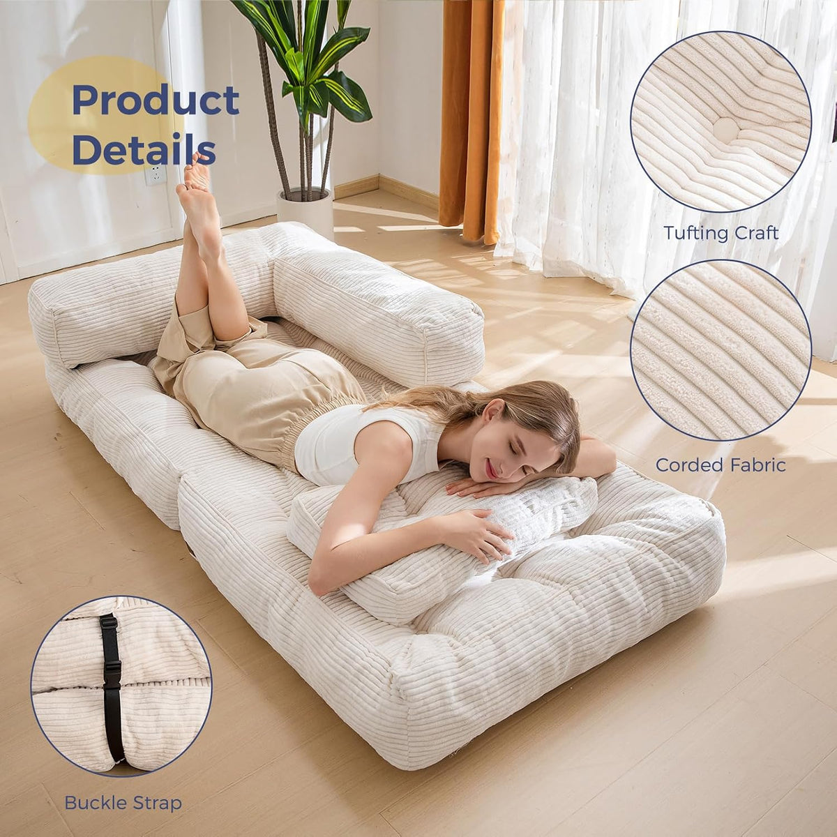 maxyoyo folding sofa bed, convertible chair bed with, front angle view