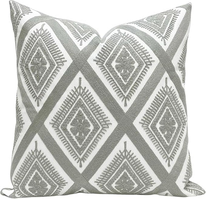 Slow Cow Embroidery Throw Pillow Cover Decorative Cushion Cover 18x18 Inch Gray by SLOW+COW