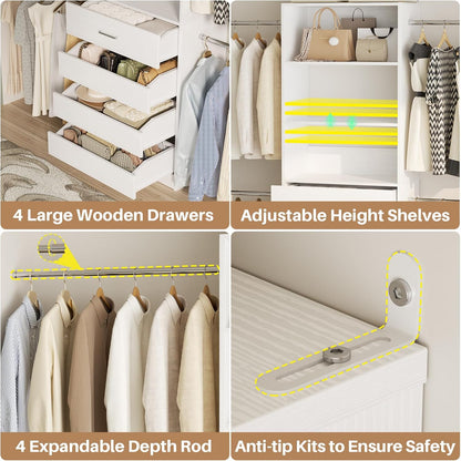 aheaplus closet system, 4-9ft closet organizer with 4, close-up detail