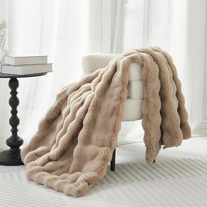 Faux Fur Throw Blanket for Couch Cozy Fuzzy Soft Plush Thick Fluffy Fleece - Image 5