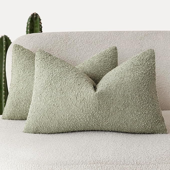Foindtower Pack of 2 Textured Boucle Throw Pillow Covers Accent Solid by Foindtower