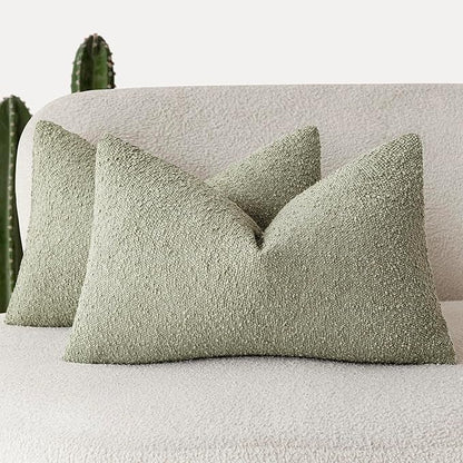 Foindtower Pack of 2 Textured Boucle Throw Pillow Covers Accent Solid by Foindtower