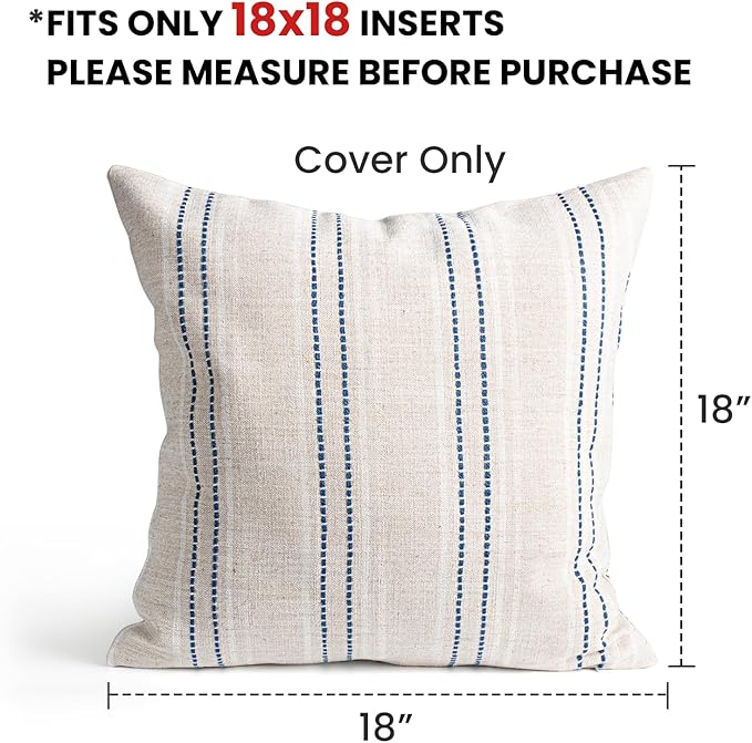 AELS 18x18 Decorative Farmhouse Linen Throw Pillow Covers, Boho Textured Pillow - Image 2