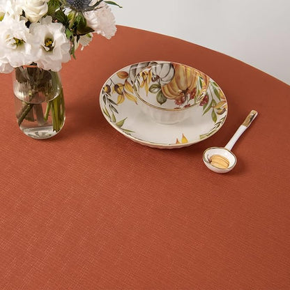 maxmill Round Slubby Textured Tablecloth Spill-Proof Wrinkle Free Soft Jacquard - Image 5