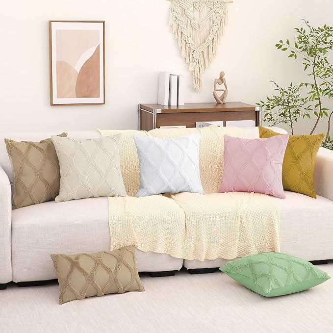 decorUhome Throw Pillow Covers 20x20 Inch Set of 2, Soft Plush Faux Fur Wool - Image 9