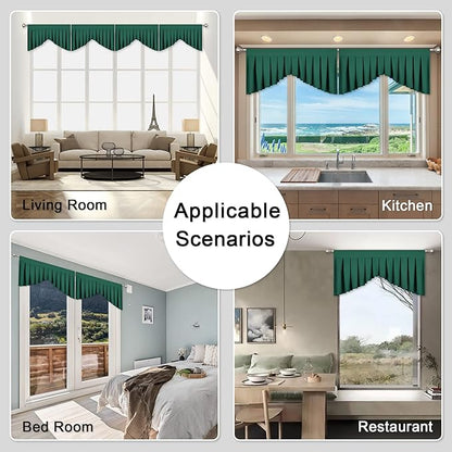Valances for Windows Dark Green Window Valance for Living Room Rod Pocket - Image 4