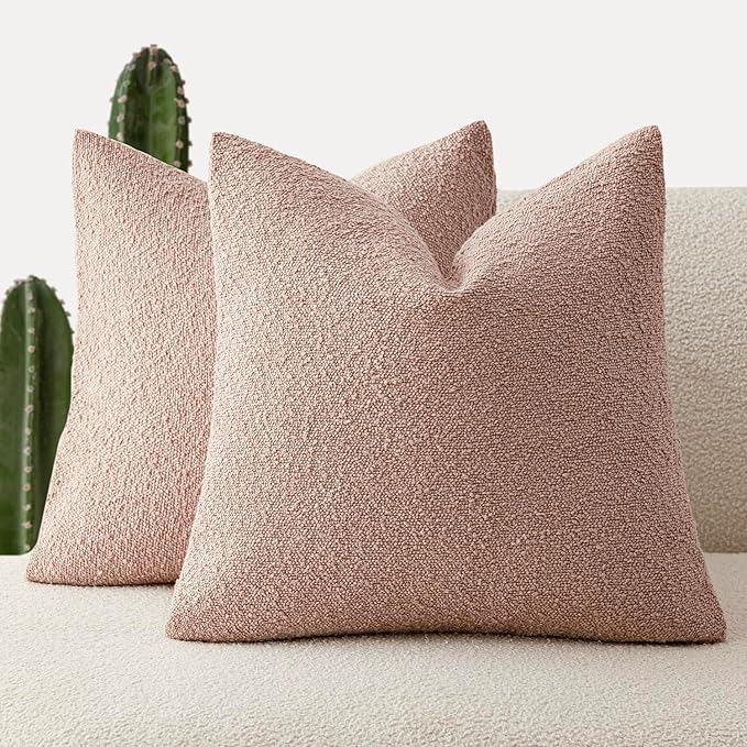 Foindtower Set of 2, Decorative Textured Boucle Throw Pillow Covers Accent by Foindtower