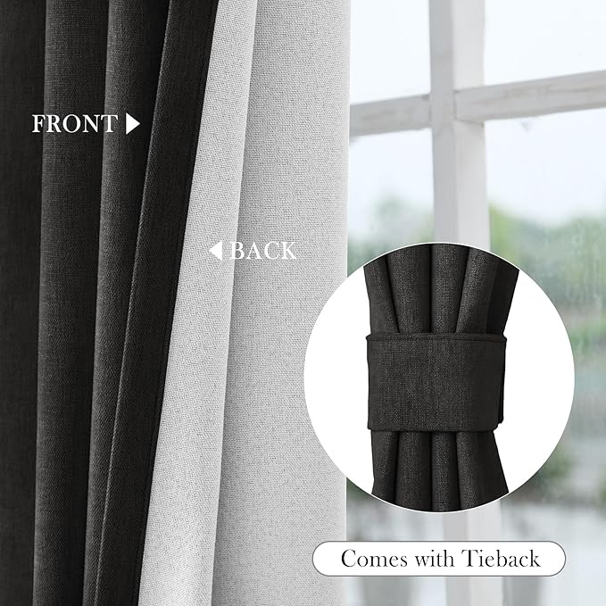 Macochico 100" Wx84 L Charcoal Grey Full Blackout Curtains - Image 6
