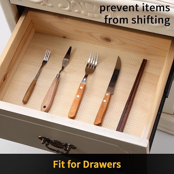 iwtmm Shelf Drawers Liners for Kitchen Cabinets Non-Slip, Oil-Proof Drawer - Image 3