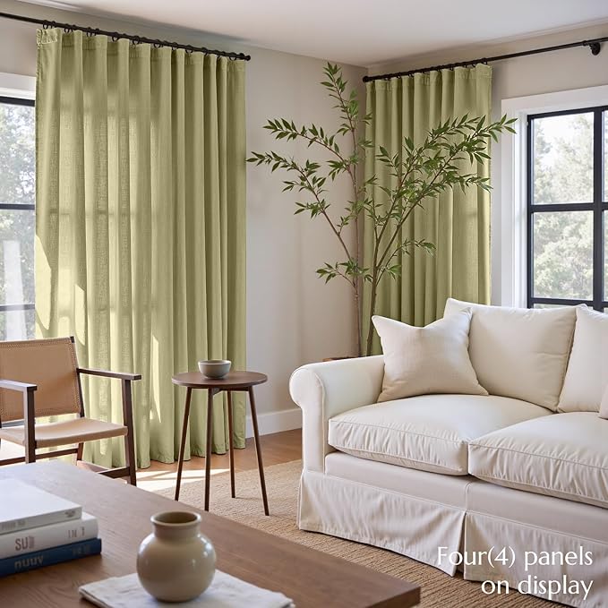 jinchan Linen Blend Curtains 96 inch Length 2 Panels - Image 3