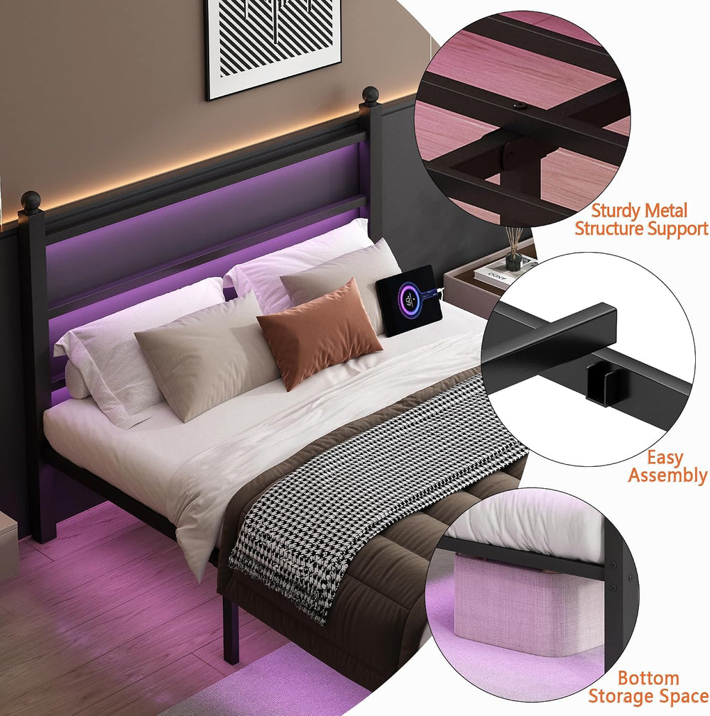 CLIBFENG Full Size Bed Frame with Headboard and Footboard,Steel Slats Support...