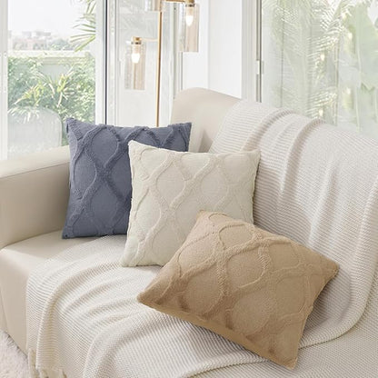 decorUhome Throw Pillow Covers 22x22 Inch Set of 2, Soft Plush Faux Fur Wool - Image 7