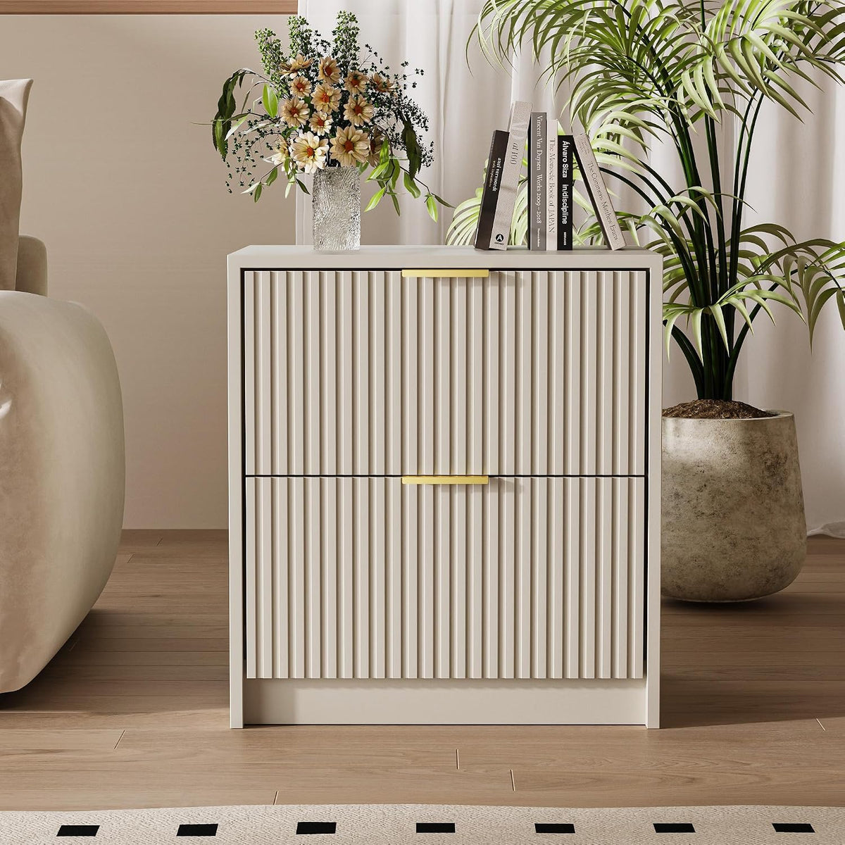 maisonaria fluted nightstands set of 2 with 2, package contents