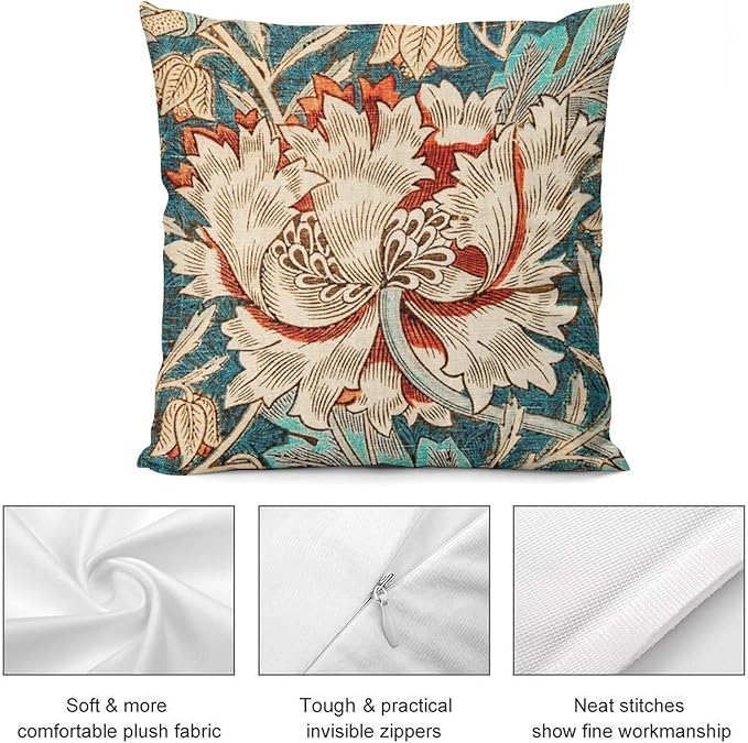 William Morris Floral Original Throw Pillow Covers Boho Chic Retro Floral Cozy - Image 7
