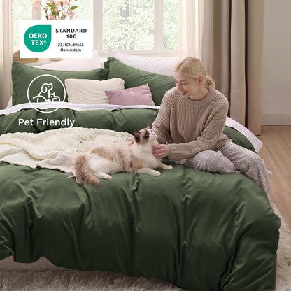bedsure prewashed duvet cover king, cotton-like bedding set showing dimensions