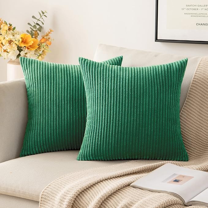MIULEE Pack of 2 Corduroy Soft Soild Decorative Square Throw Pillow Covers Set by MIULEE