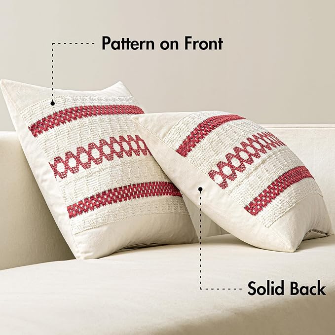 MIULEE Set of 2 Christmas Red Boho Decorative Lumbar Pillow Covers 12x20 Inch - Image 9