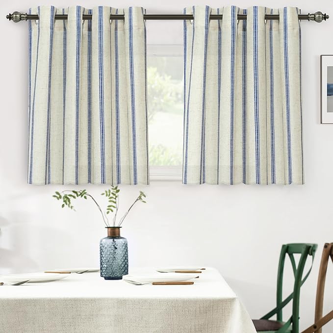 DriftAway Farmhouse Vertical Striped Linen Blend Textured Light Filtering Semi by DriftAway
