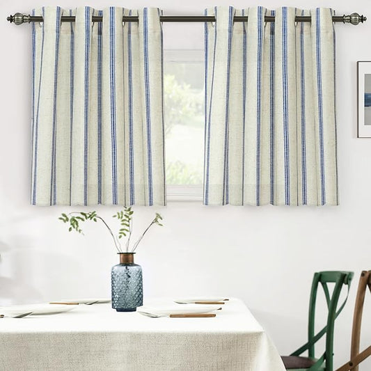 DriftAway Farmhouse Vertical Striped Linen Blend Textured Light Filtering Semi by DriftAway
