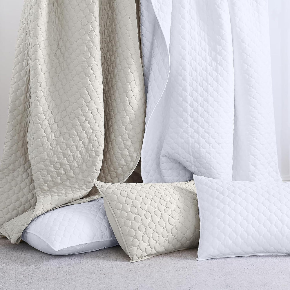 HORIMOTE HOME Quilt Set Queen Size Beige Bedspread, Modern Style Quilted Clou...