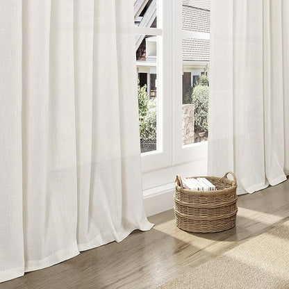 Nanspring Cream Linen Back Tab Curtains 86 Inch Length - Image 6